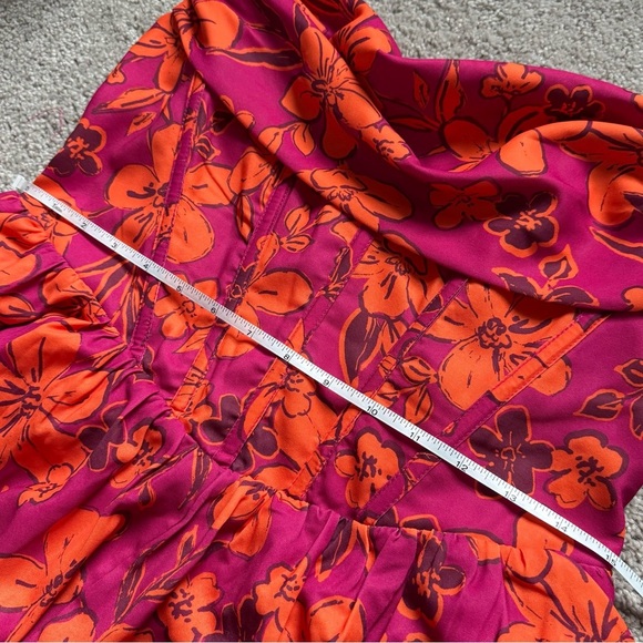 NWT Hello Molly strapless flowy pink orange floral romper corset top XL - Picture 9 of 12
